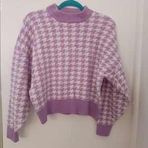 Light purple houndstooth print sweater 90s